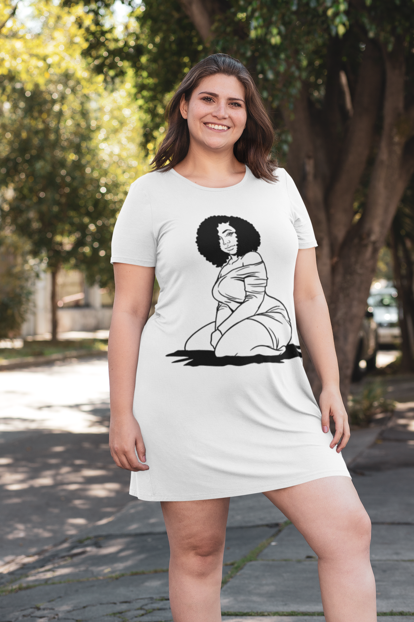 Plus size fashion white t shirt dress