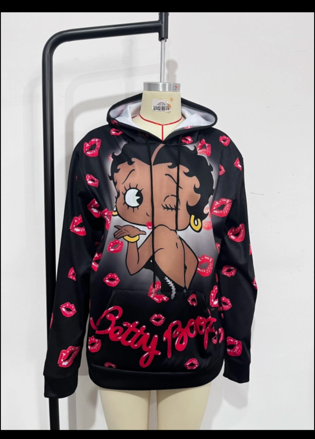 Black Betty Boop Hoodie (3D Graphic)